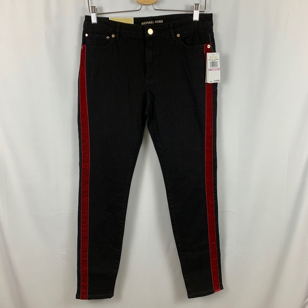 Michael Kors Selma Skinny Black/Red‎ jeans
